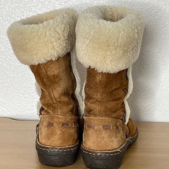 UGG Elijo Leather Sheepskin Boots Shearling Sherpa Mid Calf Warm - Picture 6 of 11